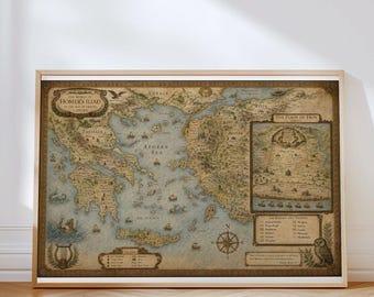 Homer's Iliad Map Printable Poster: Iliad and Odyssey Universe (High Resolution Digital Download)