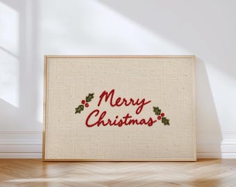 Affiche imprimable avec effet broderie Joyeux Noël