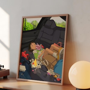 Spirited Away Print: Chihiro Car Scene, Ghibli Anime Art (Digital Download)