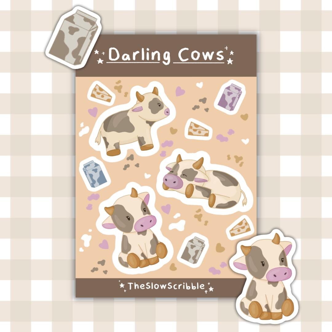 Farm Animal Sticker Sheet, Cow Decals, Bujo Stickers, Journal Stickers ...