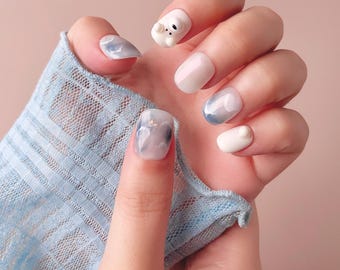 Blue Mist Bear | Press on nails