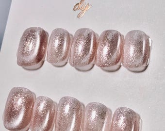 Coral Pink Glow | Press on nails