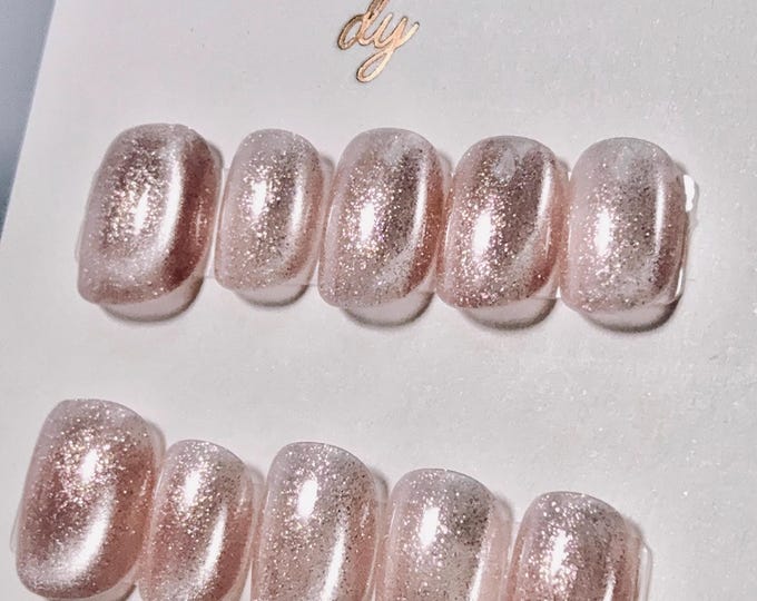 Coral Pink Glow | Press on nails
