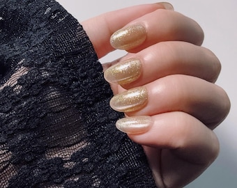 Golden Sparkle Glow | Press on nails