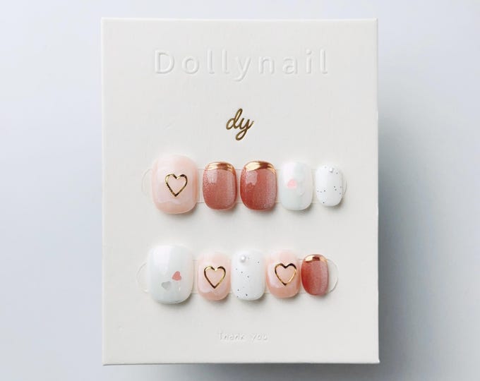 Pearl Heart Sparkle | Press on nails