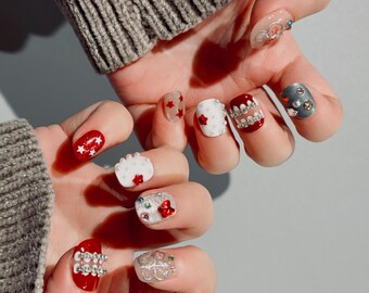 Crimson Star Butterfly | Press on nails