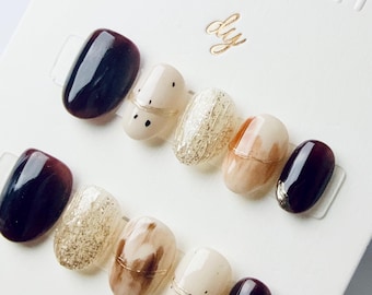 Hazel Gold Melt | Press on nails