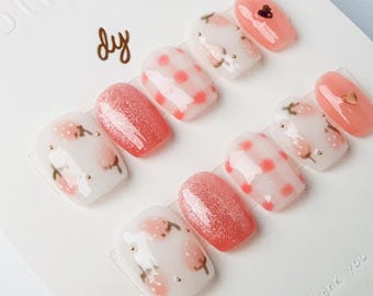 Strawberry Cat's Eye | Press on nails