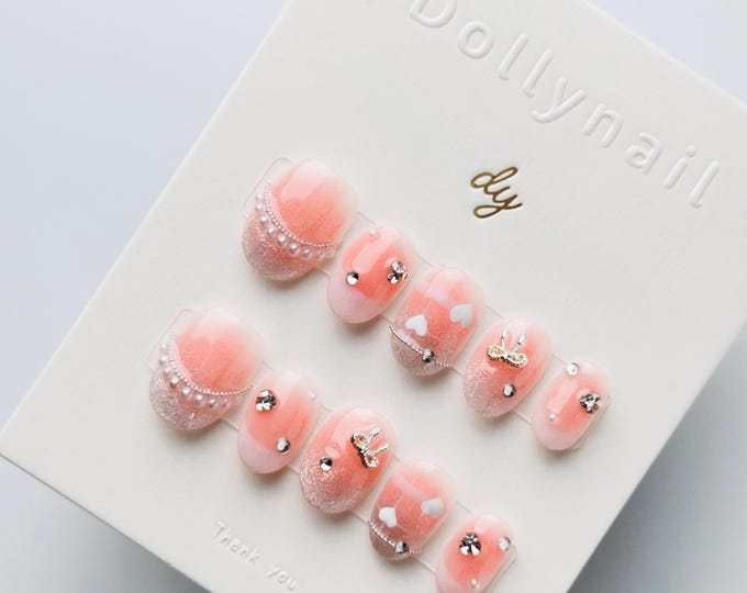 Ballet Slippers in Blush | Press on nails