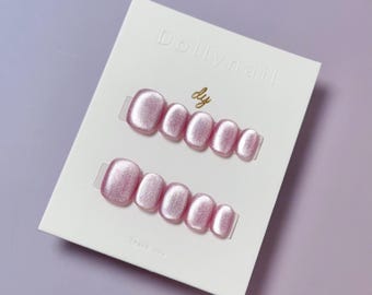 Strawberry Pink Cat Eye | Press on nails