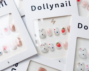 Side Cat Peach White | Press on nails