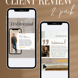 Testimonial Post Vorlage | 2er Pack | Bearbeitbare Canva Social Media Grafiken für Makler