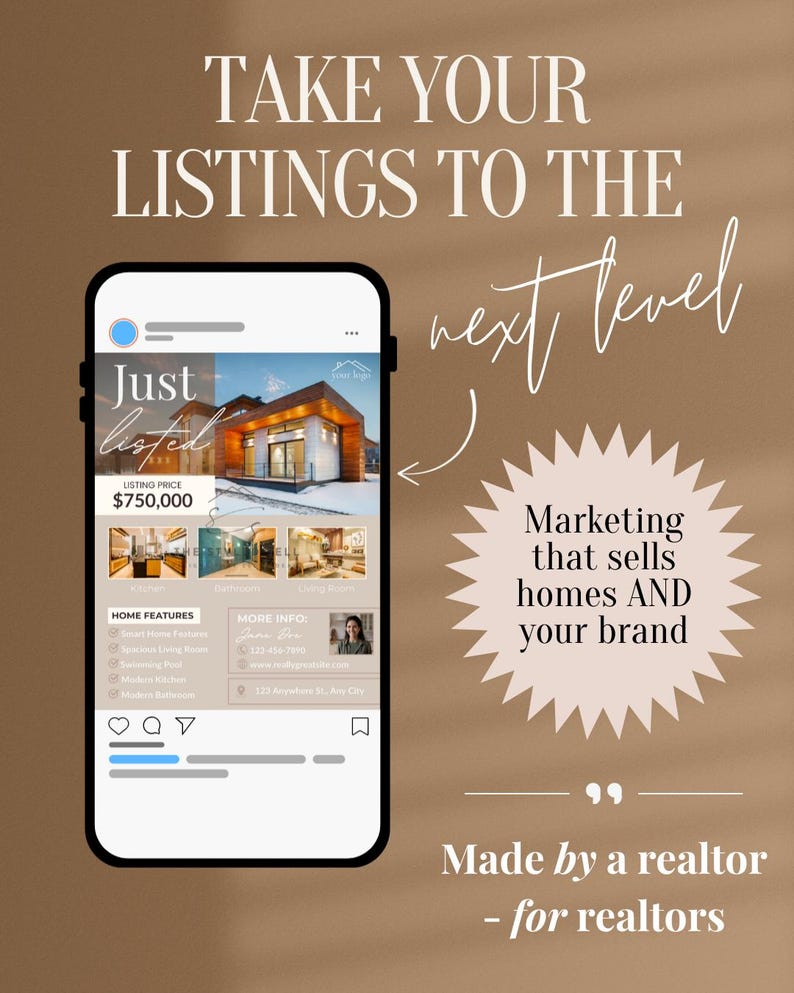 Just Listed Real Estate Instagram Post Template | Editable in Canva ...