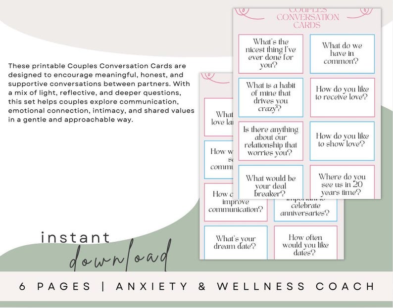Couples Conversation Cards Printable | Relationship Questions ...