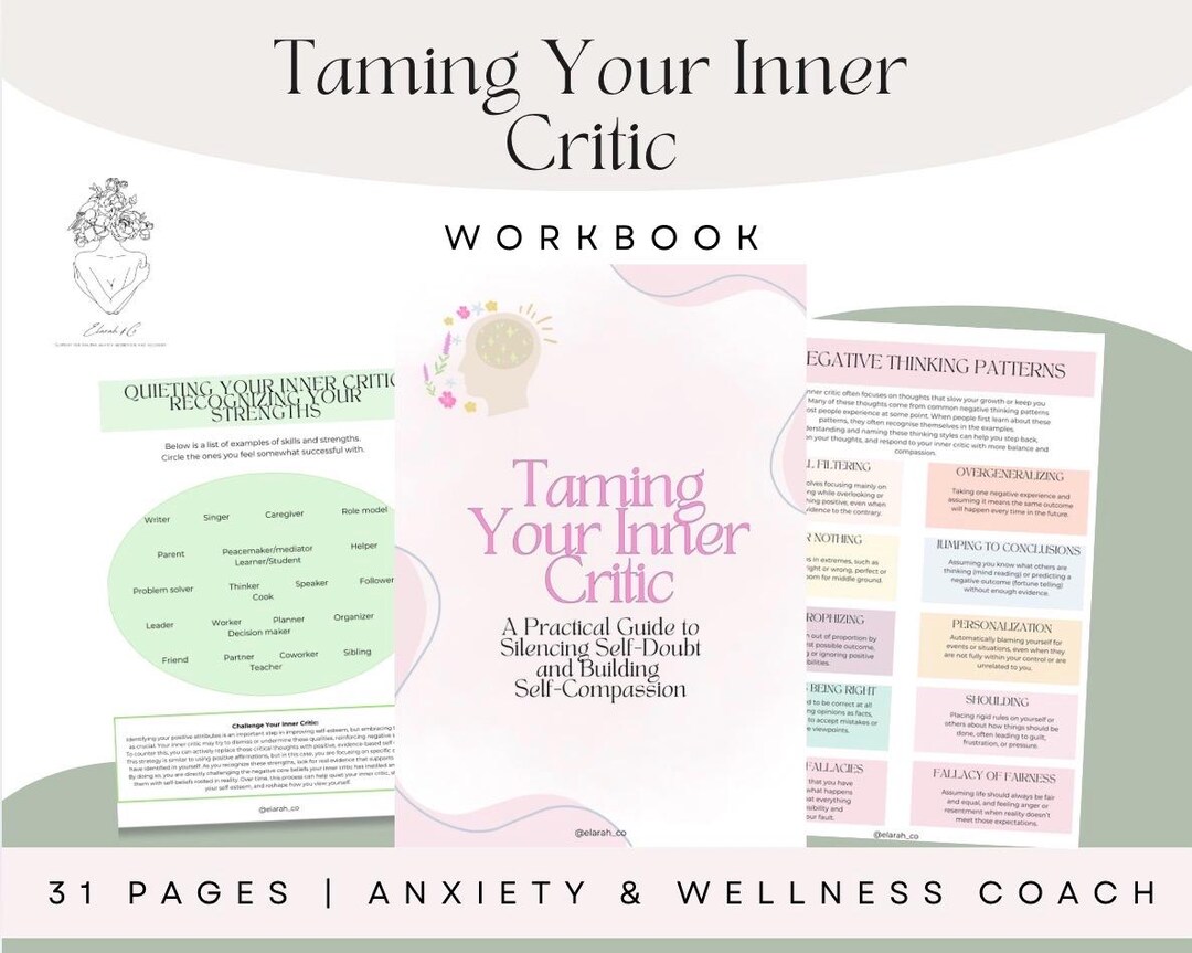 Taming Your Inner Critic Workbook | 31-page Self-esteem & Self ...