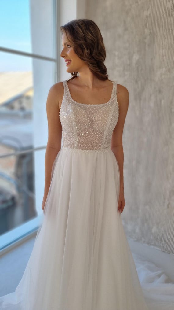 square neck beaded dress Janique 2504 Prom Dress - Black main image 0