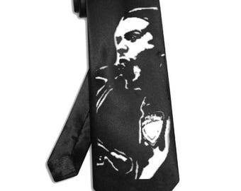 Mike Patton Tie: Black Satin Silk, Faith No More Fan Gift