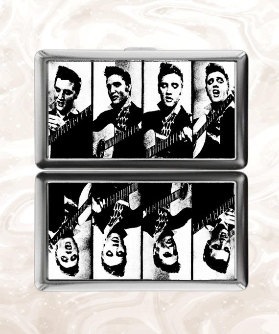 elvis cigarette case rock king elvis presley Cigarette Case Double-sided Metal Wallet Business  Credit Card ID Card Money Clip Case Holder