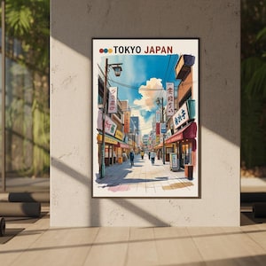 Tokyo Japan Wall Art Print | Japanese Street Poster | Vintage Travel Style | Asian Cityscape Decor for Living Room or Office.