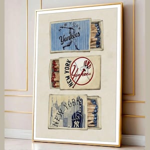 Muurkunst New York Yankees | Vintage honkbalposter | Retro sport matchbox canvas voor gameroomdecor LI-T10-192