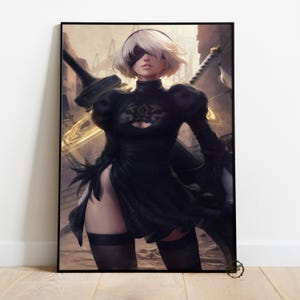 Nier Automata Poster | 2B Wall Decor | Rolled Canvas Print | Gift Video Game Poster • 3