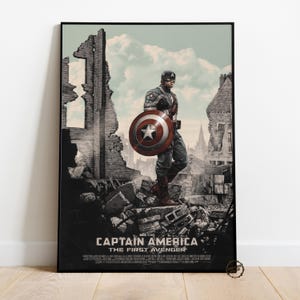 Captain America Poster | Avengers Wall Decor | Rolled Canvas Print | Gift Movie Poster