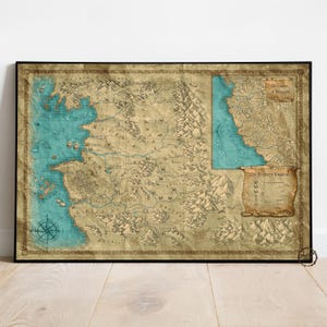 Poster The Witcher 3 Wild Hunt-kaart | Wanddecoratie noordelijke koninkrijken | Opgerolde canvasafdruk | Cadeau videogameposter