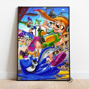 Pôster de Splatoon | Decoração de parede de Splatlands | Impressão em tela | Pôster de videogame para presente