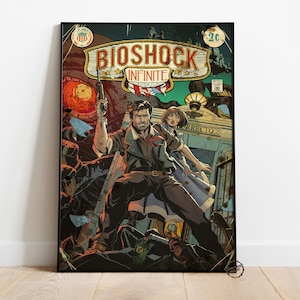 Affiche BioShock | Décoration murale Booker DeWitt | Impression sur toile roulée | Poster de jeu vidéo cadeau • 2