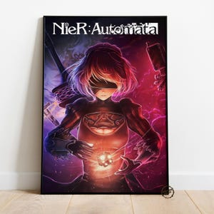 Nier Automata Poster | 2B Wall Decor | Rolled Canvas Print | Gift Video Game Poster