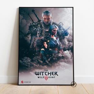The Witcher 3 Wild Hunt Poster | Geralt of Rivia Wall Decor | Rolled Canvas Print | Gift Video Game Poster • 4