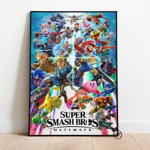 Super Smash Bros Poster | Super Mario Wanddekor | Leinwanddruck gerollt | Geschenk Videospiel Poster