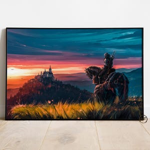 The Witcher 3 Wild Hunt Poster | Geralt of Rivia Wall Decor | Rolled Canvas Print | Gift Video Game Poster