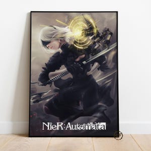 Nier Automata Poster | 2B Wall Decor | Rolled Canvas Print | Gift Video Game Poster • 2