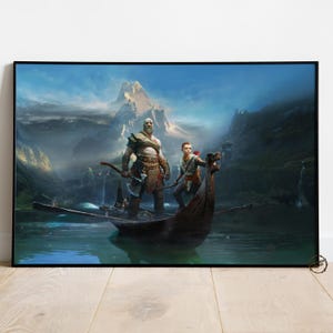 God of War Poster | Kratos Wall Decor | Rolled Canvas Print | Gift Video Game Poster