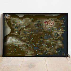 The Legend of Zelda Map Poster | Hyrule Wall Decor | Rolled Canvas Print | Gift Video Game Poster