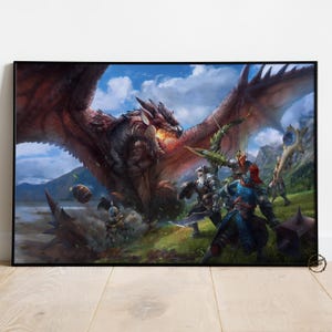 Monster Hunter World Poster | Aiden Wall Decor | Rolled Canvas Print | Gift Video Game Poster