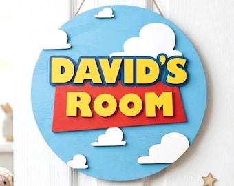 Personalized Toy Story Name Sign, Custom Disney Andy’s Room Inspired Wooden Sign, Pixar Toy Story Inspired Baby Nursery Room Decor