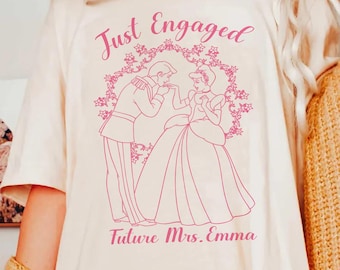Camisetas de Cenicienta de Disney para recién comprometidas, camisetas de compromiso de la princesa prometida, camisetas personalizadas de la futura novia, camisetas de Cenicienta coqueta