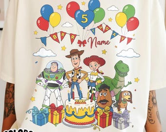 Personalized Toy Story Birthday Shirt For Kids, Custom Disney Toy Story Shirt, Disney Woody Buzz Jessie Shirt, Custom Kids Name & Age Tee