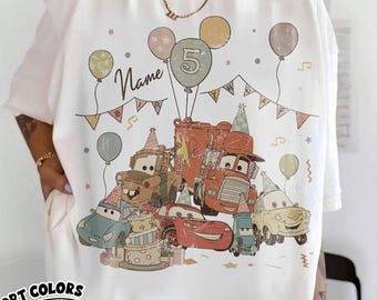 Custom Disney Cars Birthday Shirt, Personalized Name Age Lightning McQueen Birthday Shirt, Cars Birthday Tee, Disney Cars Party Shirt