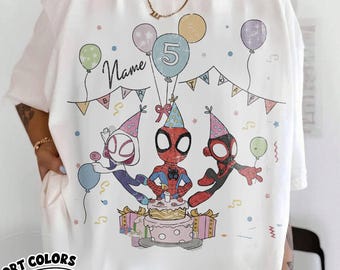 Custom Spider-Man Birthday Shirt, Personalized Name Age Spiderman Birthday Shirt, Spider-Verse Birthday Tee, Superhero Birthday Gift