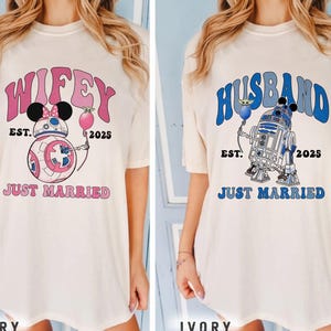 Disney R2D2 BB8 Couple Shirts, Star Wars Matching Shirts, Wifey Husband Shirts, Disney Honeymoon Matching Shirts, Just Married Shirts