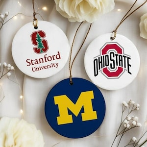 Personalized College Christmas Ornament, Custom University Ornament, College Team Ceramic Ornament, Graduation Gift, School Pride Keepsake