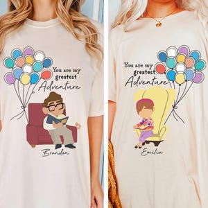 Custom Disney Up Carl and Ellie Shirt, Greatest Adventure Couple Up Movie Shirt, Personalized Up Couple Shirts, Carl and Ellie Honeymoon Tee