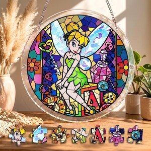 Disney Tinkerbell Suncatcher Puzzle DIY Kit, Tinkerbell Fairy Craft Kit, Peter Pan Fairy Puzzle Window Decor, Tinkerbell Lover Gift