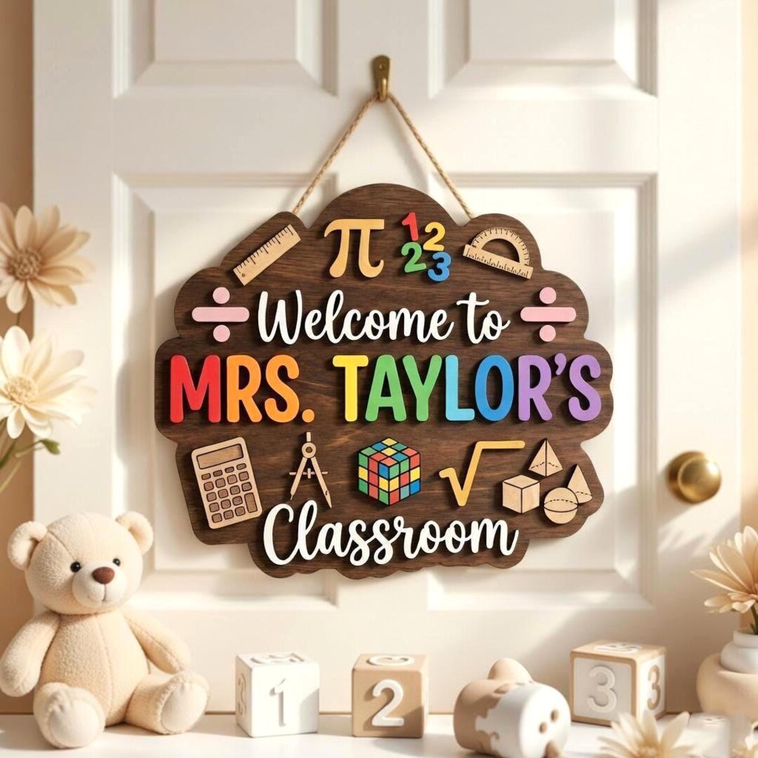 Personalized Math Classroom Wooden Sign, Custom Welcome to Math Class ...