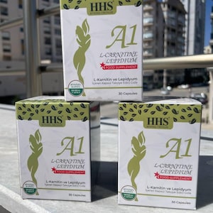 HHS A1 - L-Carnitin Lepidium - Pflanzliches Nahrungsergänzungsmittel 3 Box=90 Kapseln