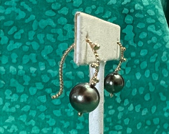 Tahitian Black Pearls on GF Wire Earrings