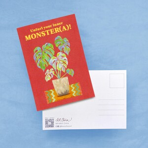 Carte postale illustrée de plante Monstera, carte de jeu de mots plante d'intérieur, carte d'encouragement ou juste parce que, cadeau pour les amateurs de plantes